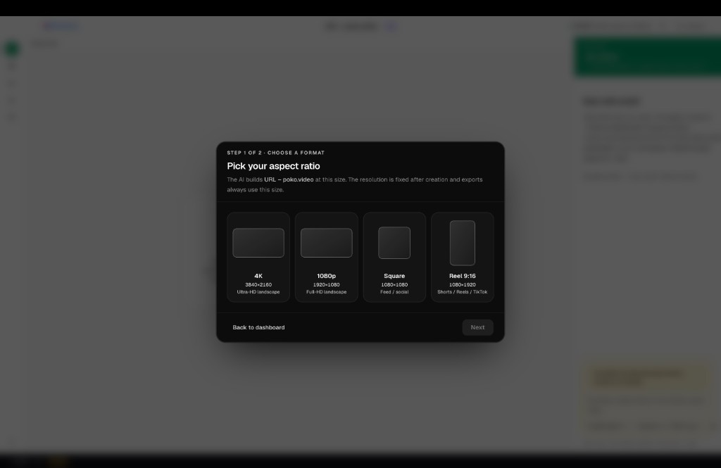Project aspect-ratio picker in Poko Motion