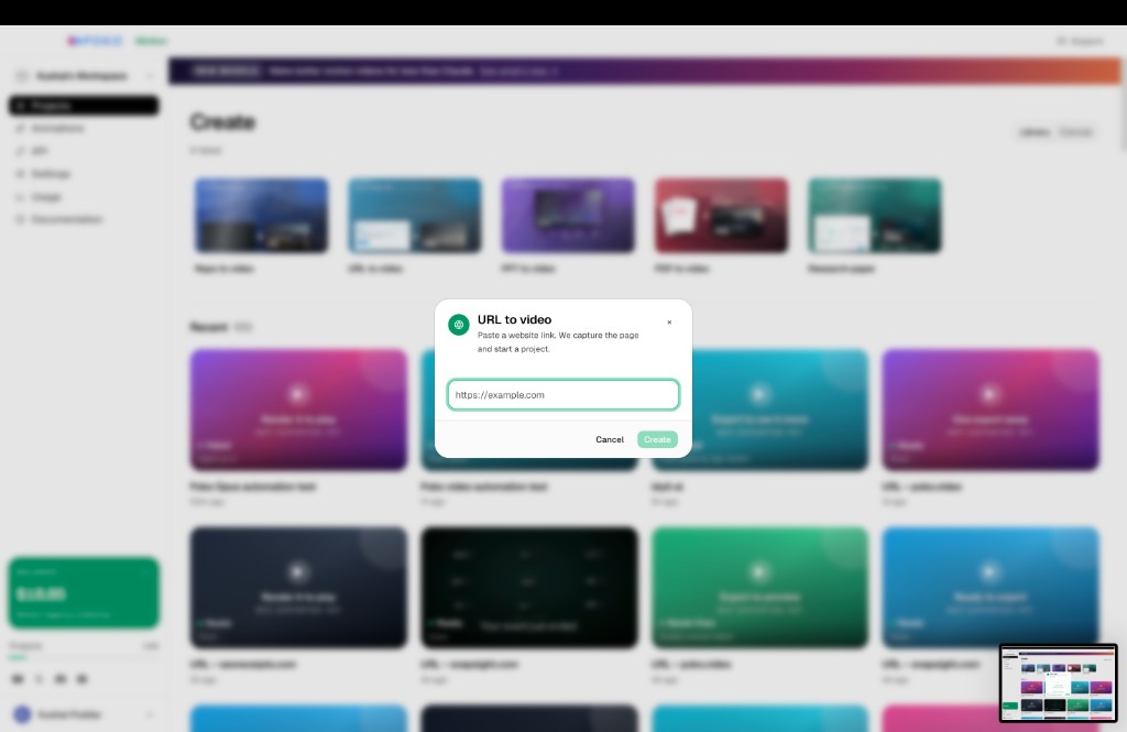 URL to video dialog in Poko Motion