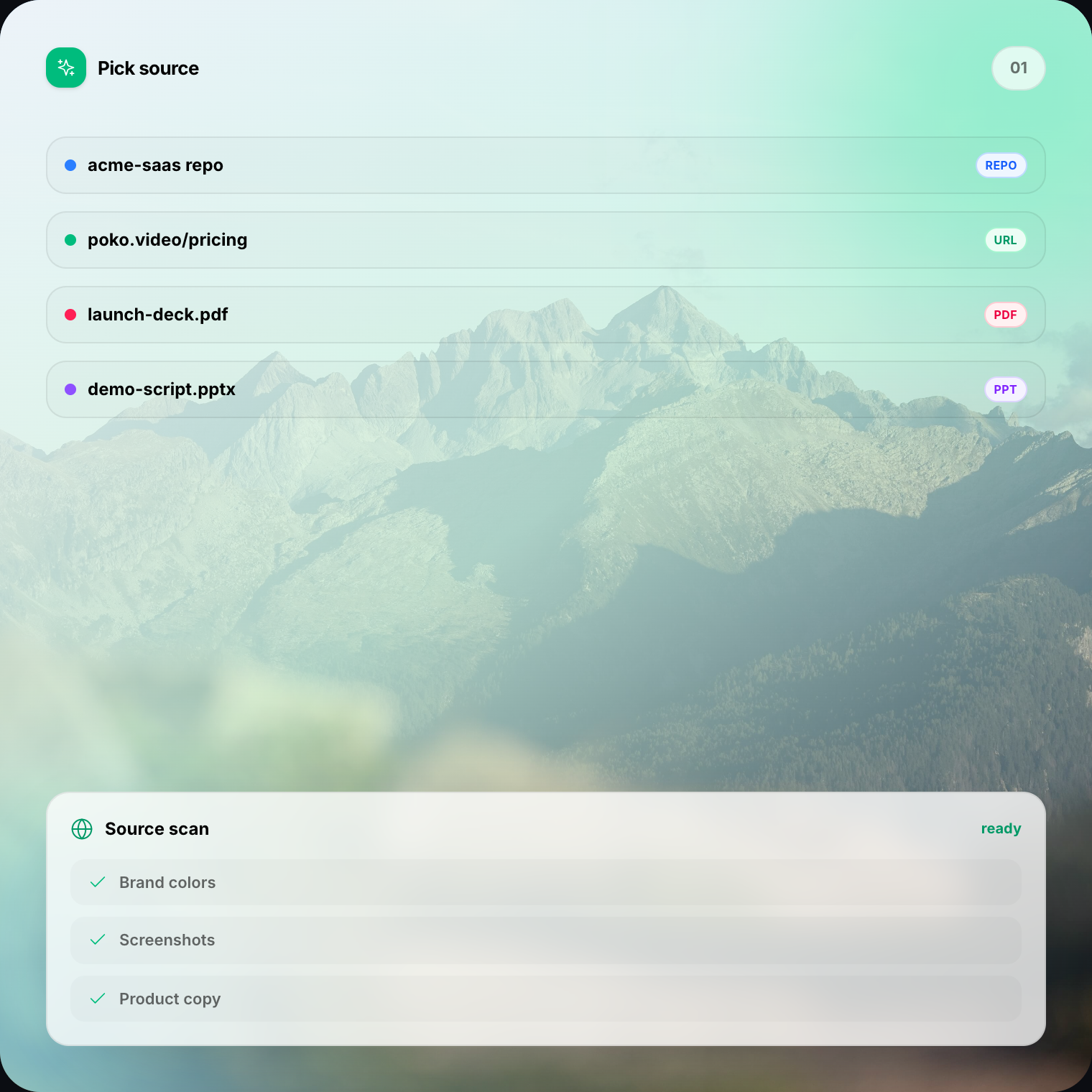Poko Motion source selection mockup